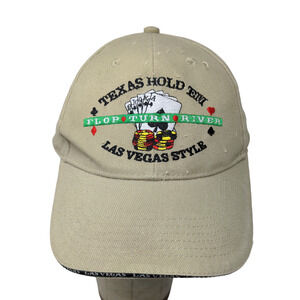 Surfware Men's Strapback Hat Tan OSFA Embroidered Texas Hold'em Las Vegas
